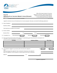 Document preview: Form 7R Application for an Insurance Adjuster's Licence (Renewal) - Nunavut, Canada