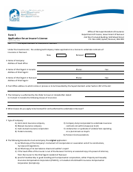 Document preview: Form 3 Application for an Insurer's Licence - Nunavut, Canada
