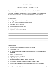 Document preview: Feedback Form - Public Health Act Consultations - Nunavut, Canada