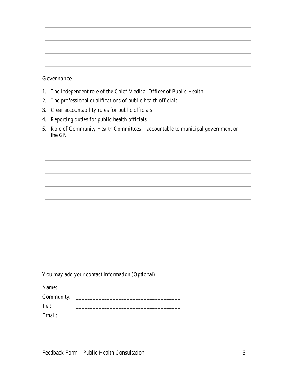 Feedback Form - Public Health Act Consultations - Nunavut, Canada, Page 3