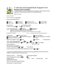 Document preview: Transcript and Appeal Book Request Form - Nunavut, Canada