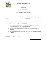 Document preview: Form 18D Certificate of Consent - Nunavut, Canada