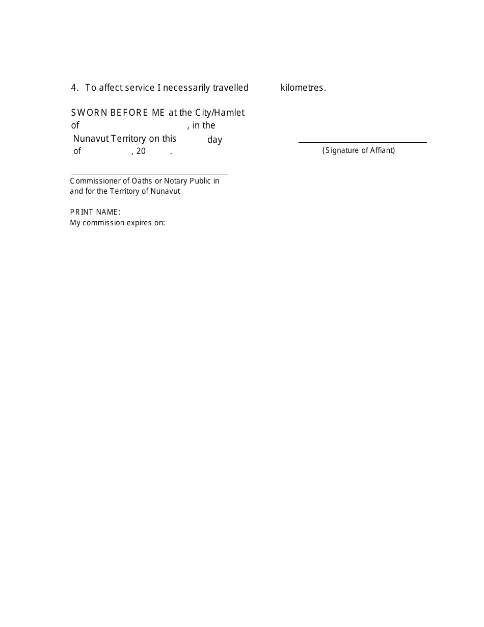 Form 19A Affidavit of Service - Nunavut, Canada, Page 3