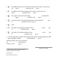 Form 20A Affidavit of Service by Registered Mail - Nunavut, Canada, Page 2