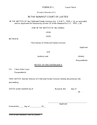 Document preview: Form 21 L Notice of Discontinuance - Nunavut, Canada
