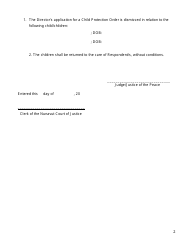 Form 21 J Order Dismissing Application for Child Protection Order - Nunavut, Canada, Page 2