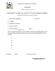 Document preview: Form 26D Agreement to Limit the Scope to the Preliminary Inquiry - Nunavut, Canada