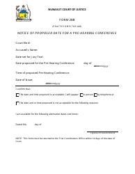 Document preview: Form 28B Notice of Proposed Date for a Pre-hearing Conference - Nunavut, Canada