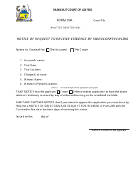 Document preview: Form 29A Notice of Request to Receive Evidence by Videoconferencing - Nunavut, Canada