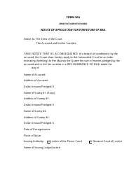 Document preview: Form 36A Notice of Application for Forfeiture of Bail - Nunavut, Canada