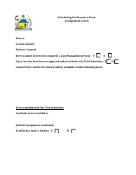 Document preview: Scheduling Confirmation Form (Assignment Court) - Nunavut, Canada