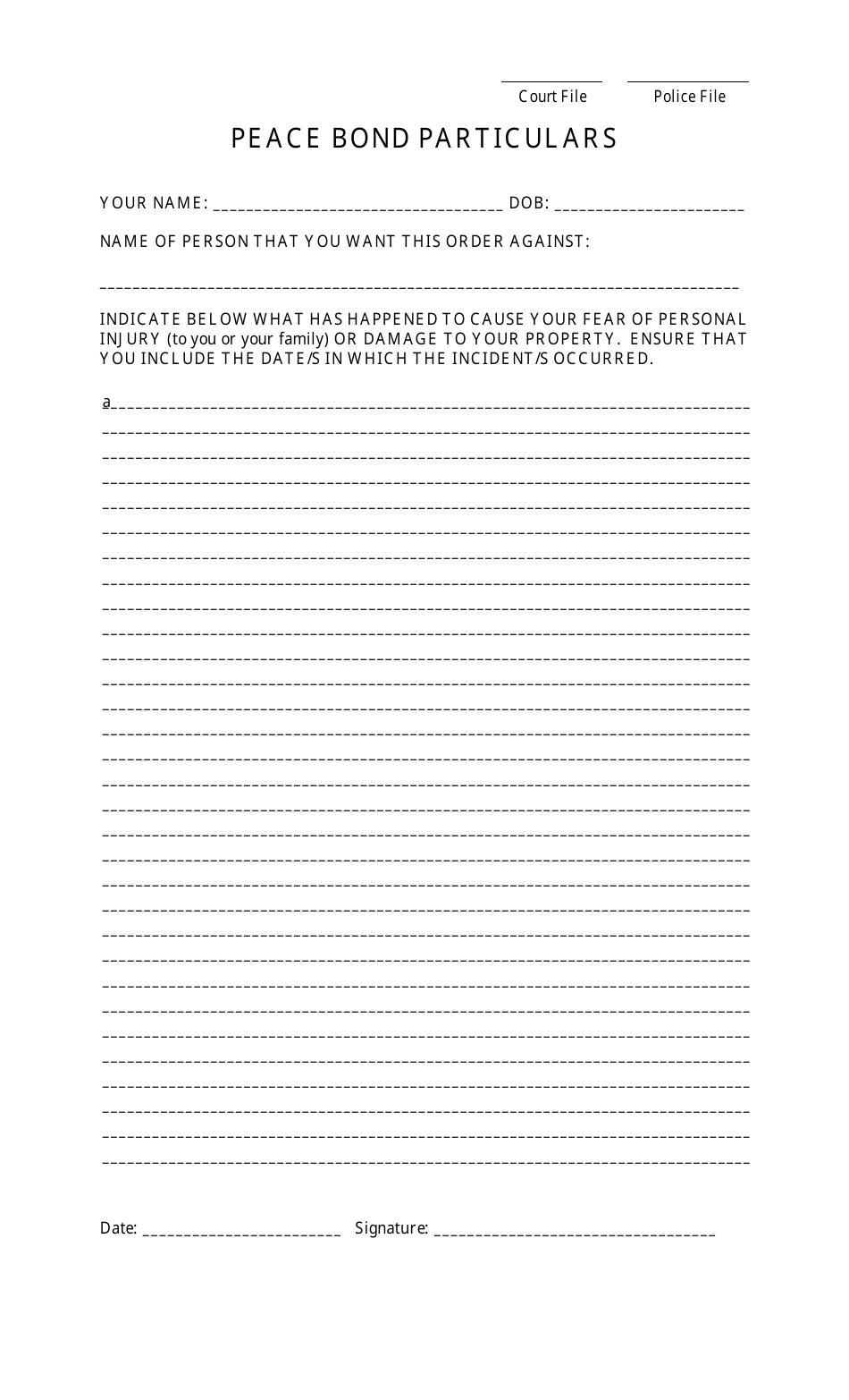 Peace Bond Application - Nunavut, Canada, Page 2