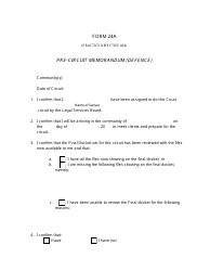 Document preview: Form 24A Pre-circuit Memorandum (Defence) - Nunavut, Canada