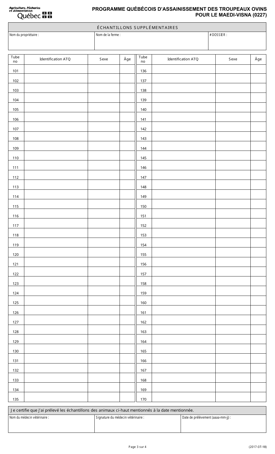 Programme Quebecois Dassainissement DES Troupeaux Ovins Pour Le Maedi-Visna - Quebec, Canada (French), Page 3