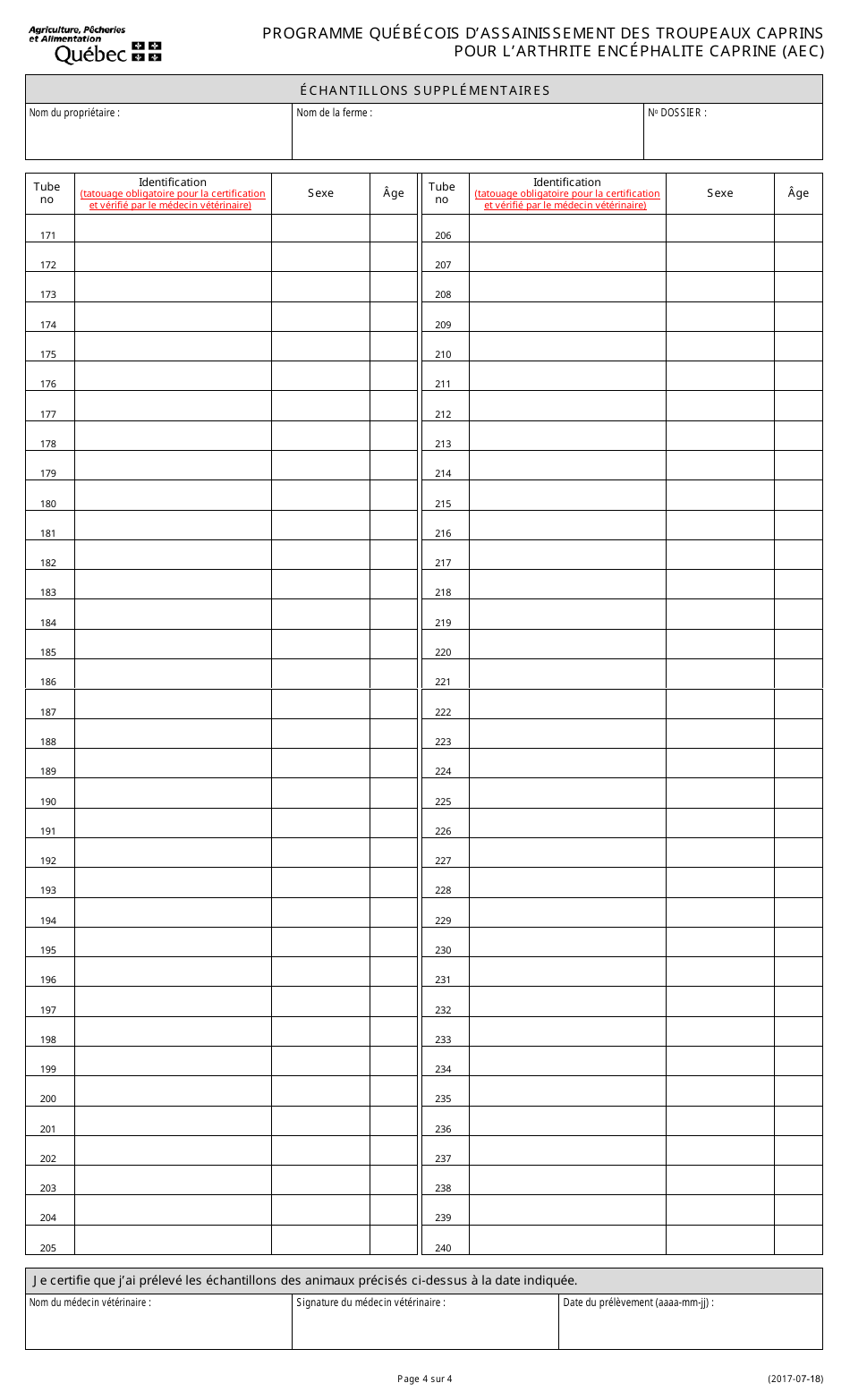 Programme Quebecois Dassainissement DES Troupeaux Caprins Pour Larthrite Encephalite Caprine - Quebec, Canada (French), Page 4