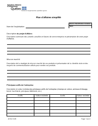 Plan D&#039;affaires Simplifie - Quebec, Canada (French)