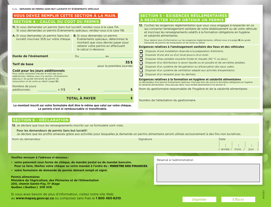 Demande De Permis Sans but Lucratif Et Evenements Speciaux - Quebec, Canada (French), Page 3