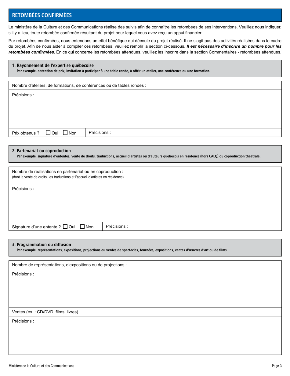 Rapport Dutilisation De Laide Financiere - Aide Au Projet Ou Cooperation a Linternational - Quebec, Canada (French), Page 3