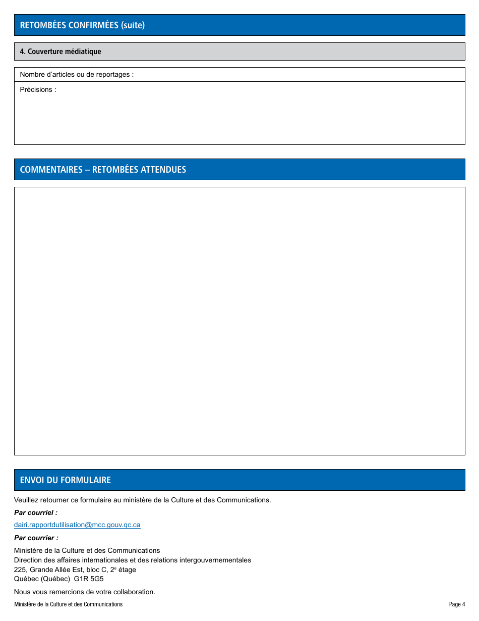 Rapport Dutilisation De Laide Financiere - Aide Au Projet Ou Cooperation a Linternational - Quebec, Canada (French), Page 4