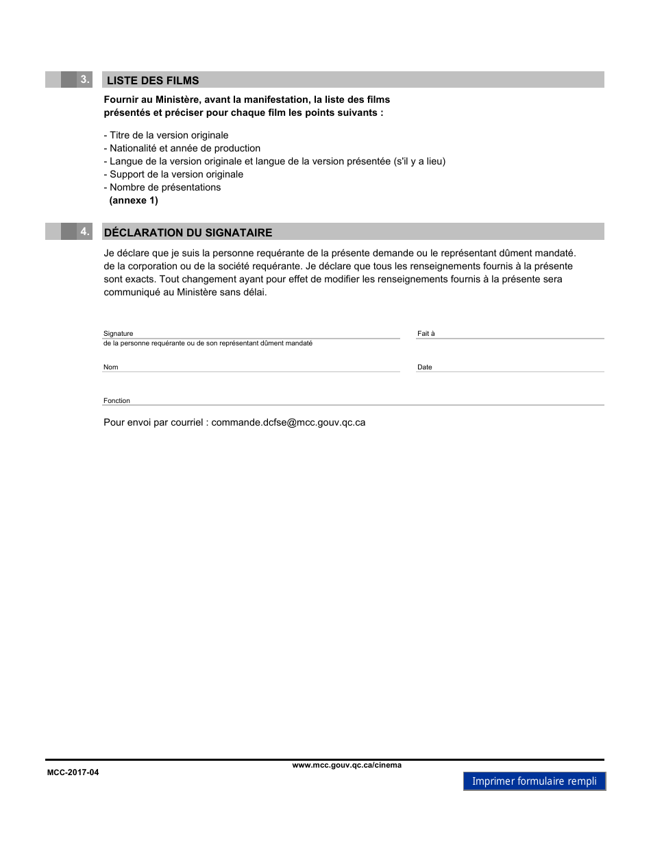 Demande Dautorisation Speciale - Quebec, Canada (French), Page 2