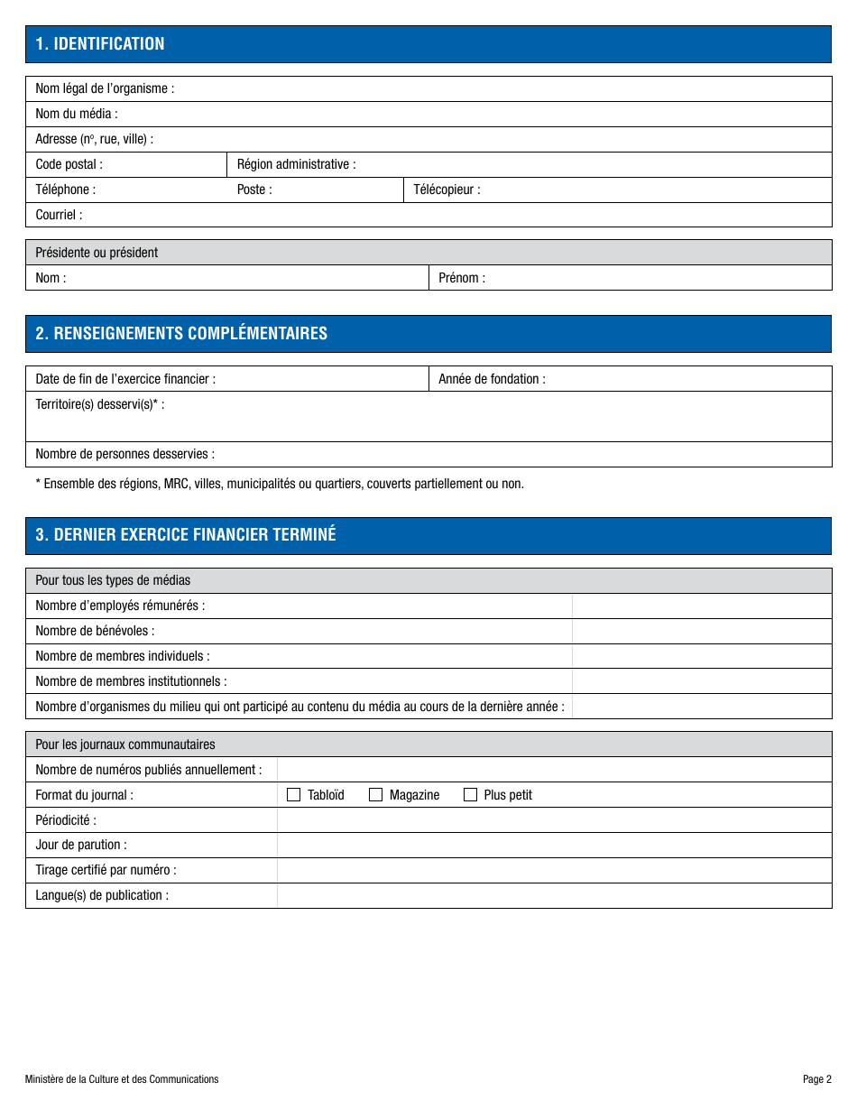 Demande Dadhesion a La Liste DES Medias Communautaires Reconnus Par Le Ministere De La Culture Et DES Communications - Quebec, Canada (French), Page 2