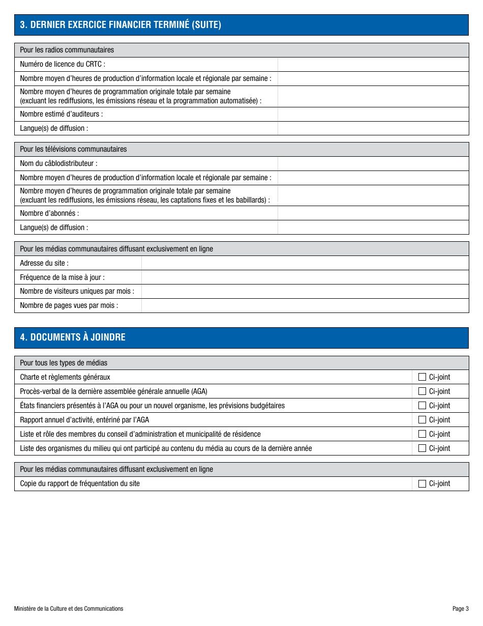 Demande Dadhesion a La Liste DES Medias Communautaires Reconnus Par Le Ministere De La Culture Et DES Communications - Quebec, Canada (French), Page 3