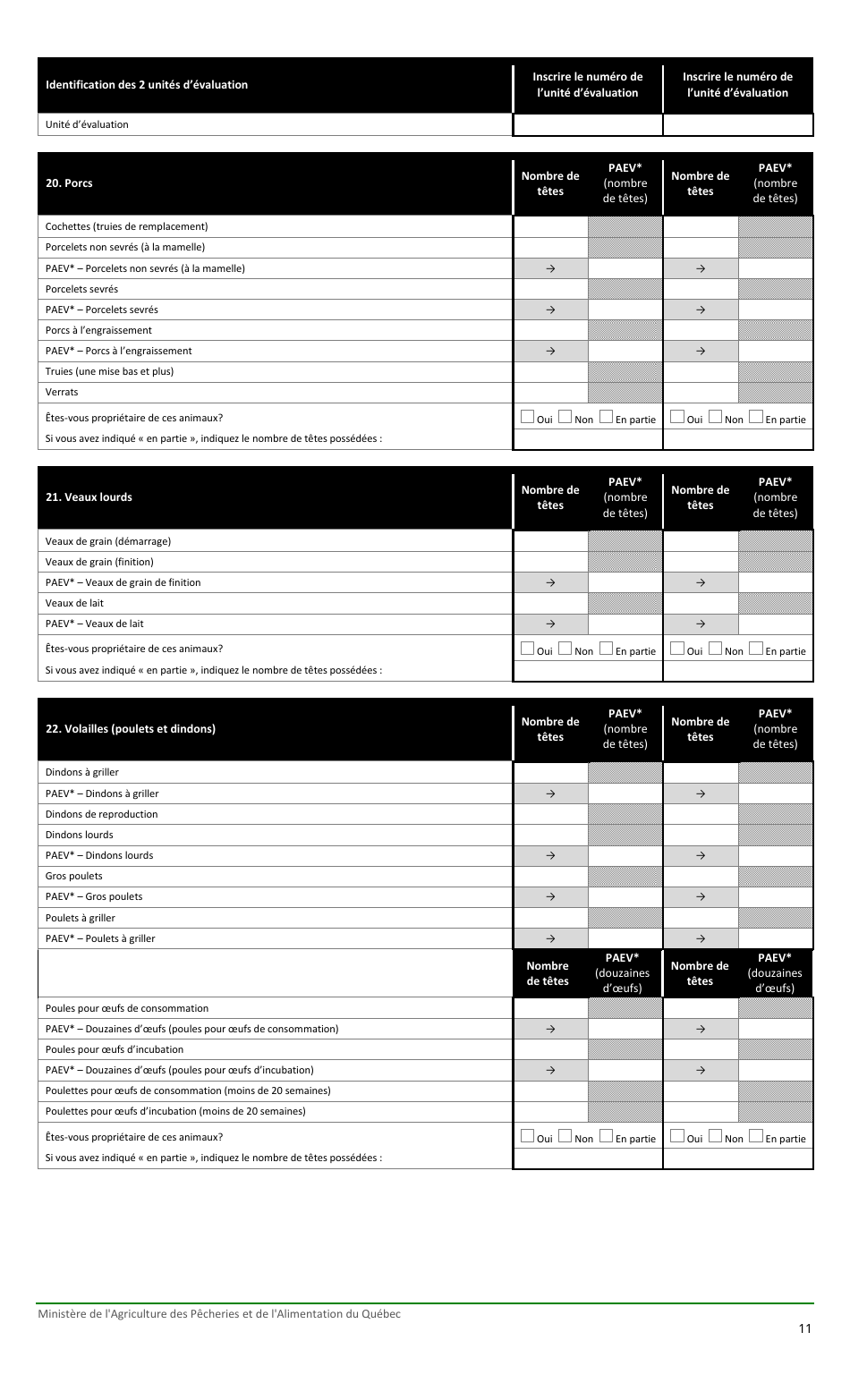 Inscription Dune Unite Devaluation Faisant Partie De Votre Exploitation Agricole - Quebec, Canada (French), Page 11