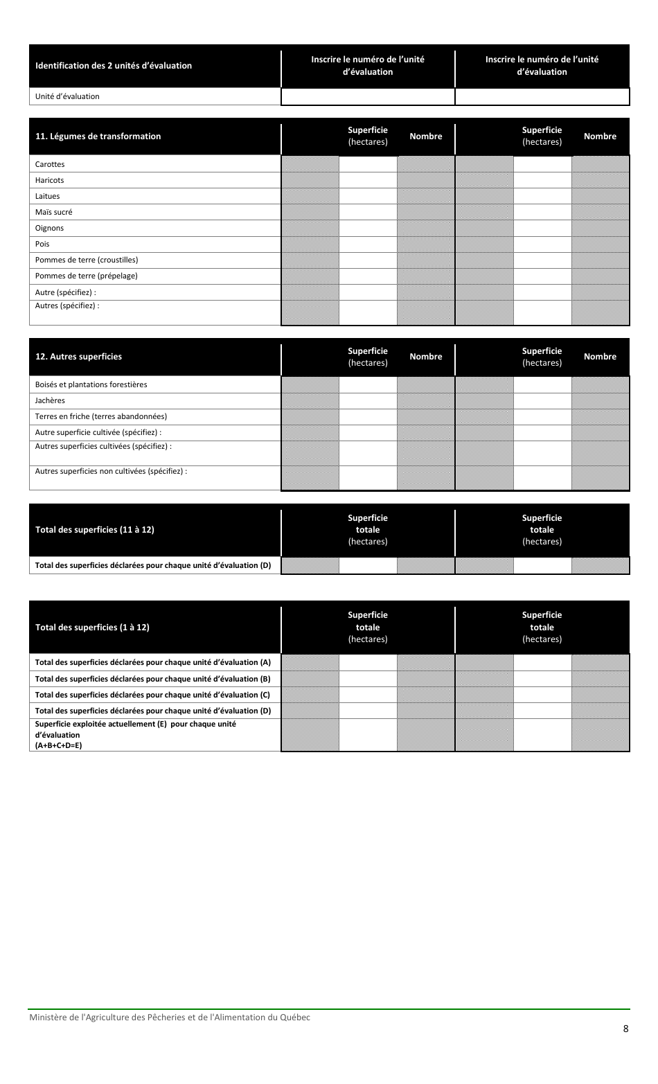 Inscription Dune Unite Devaluation Faisant Partie De Votre Exploitation Agricole - Quebec, Canada (French), Page 8