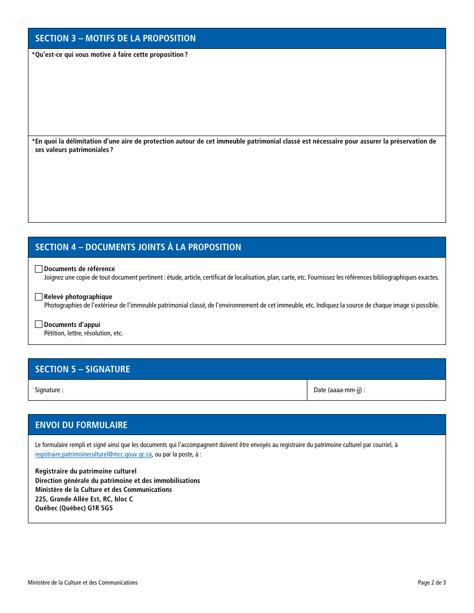 Proposition De Statut Delimitation - Aire De Protection - Quebec, Canada (French), Page 2