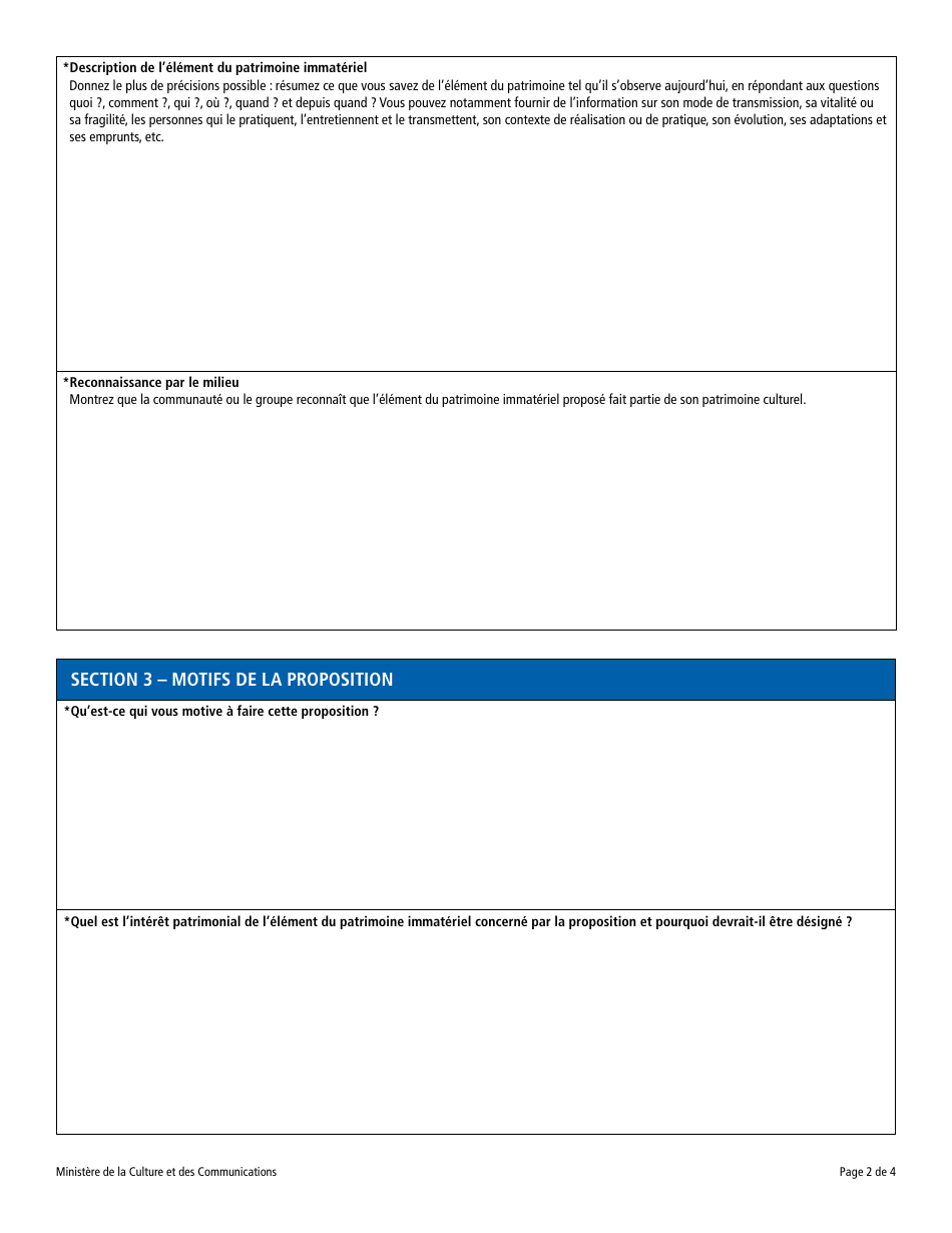 Designation - Element Du Patrimoine Immateriel - Quebec, Canada (French), Page 2