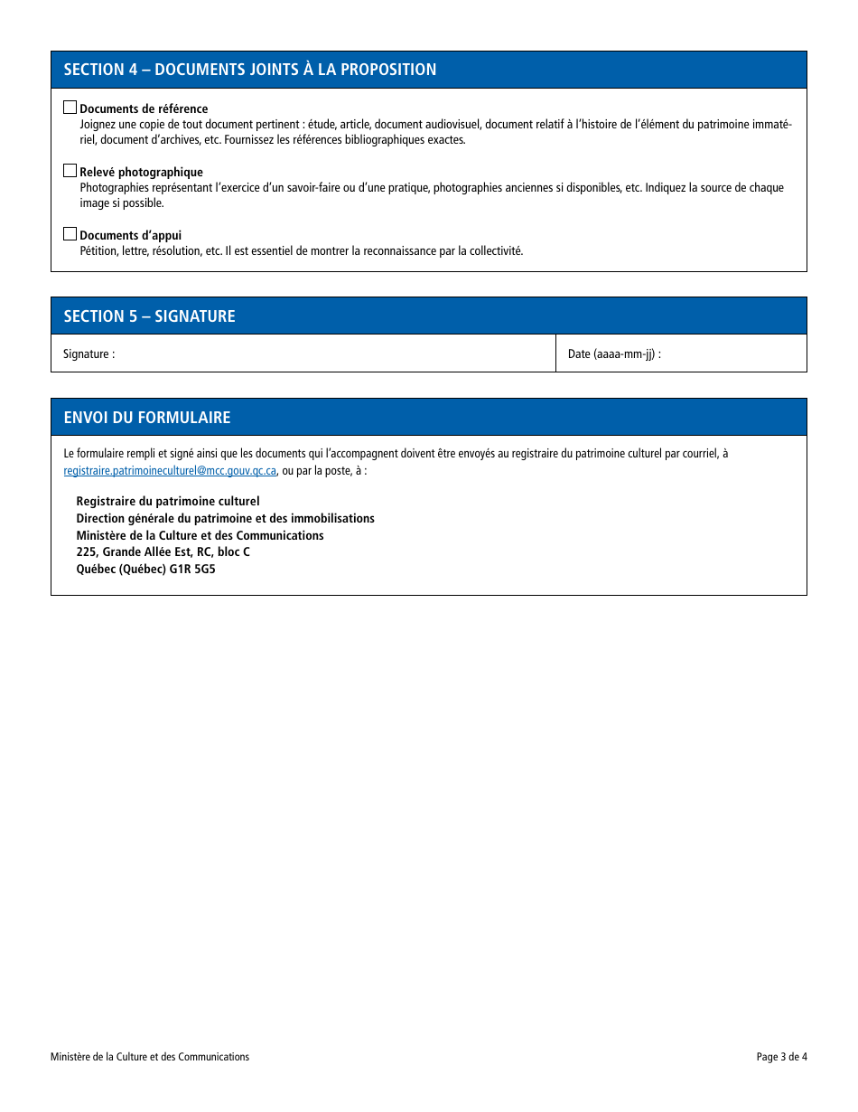 Designation - Element Du Patrimoine Immateriel - Quebec, Canada (French), Page 3