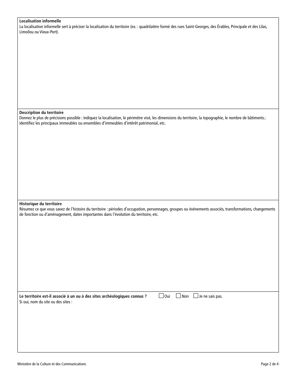 Declaration Par Le Gouvernement - Site Patrimonial - Quebec, Canada (French), Page 2