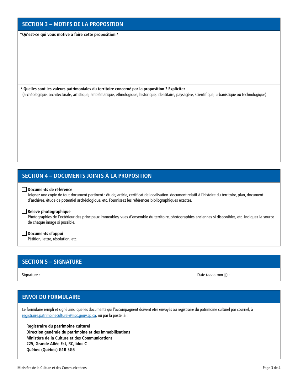 Declaration Par Le Gouvernement - Site Patrimonial - Quebec, Canada (French), Page 3