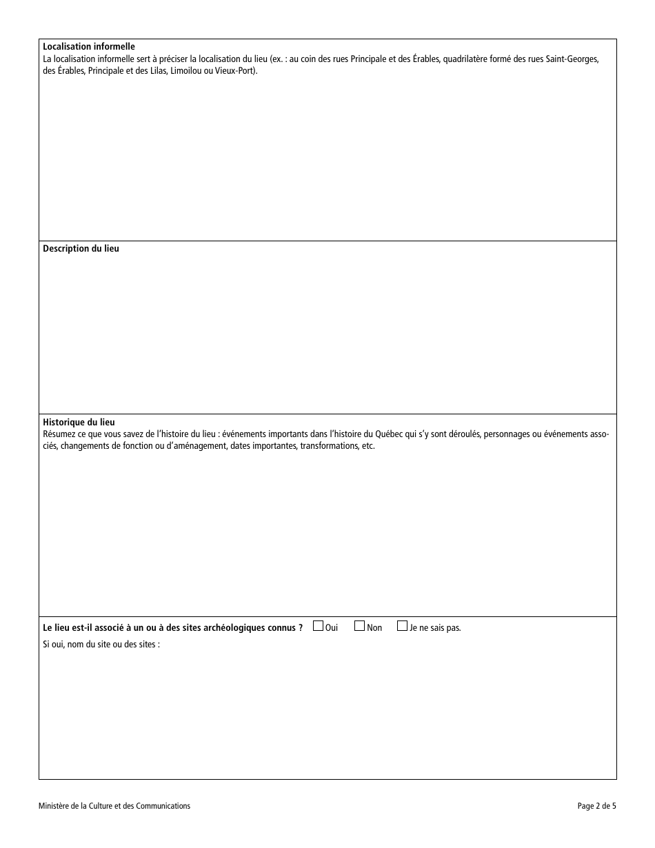 Designation - Lieu Historique - Quebec, Canada (French), Page 2