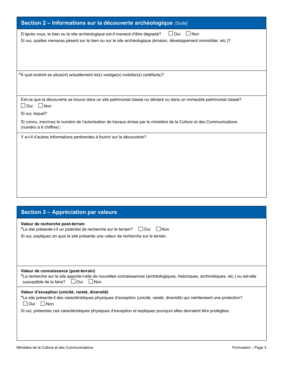 Avis - Decouverte Archeologique - Avec Permis De Recherche Archeologique - Quebec, Canada (French), Page 3