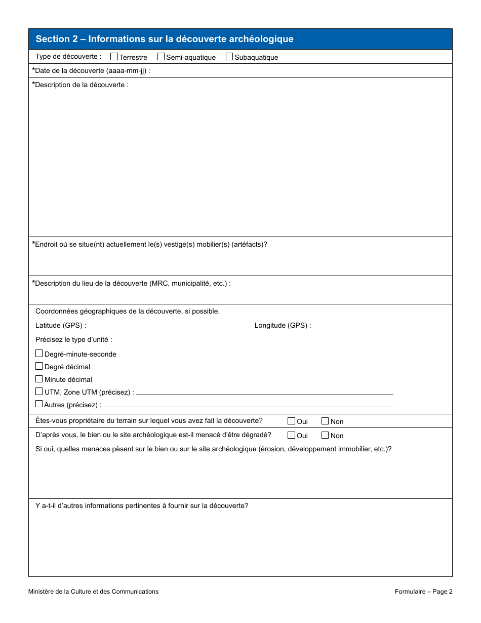 Avis - Decouverte Archeologique - Sans Permis De Recherche Archeologique - Quebec, Canada (French), Page 2