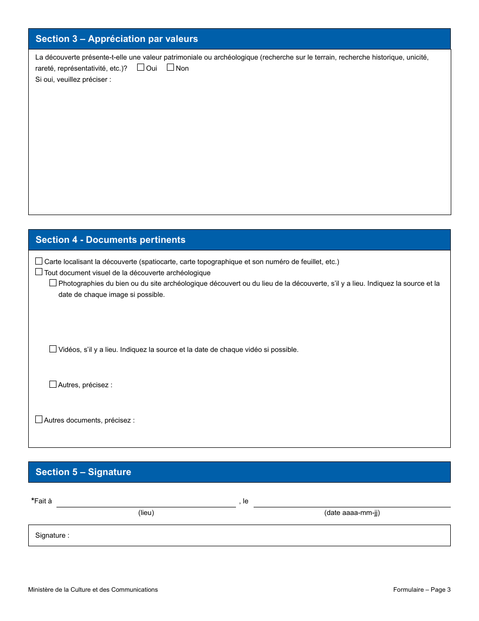 Avis - Decouverte Archeologique - Sans Permis De Recherche Archeologique - Quebec, Canada (French), Page 3