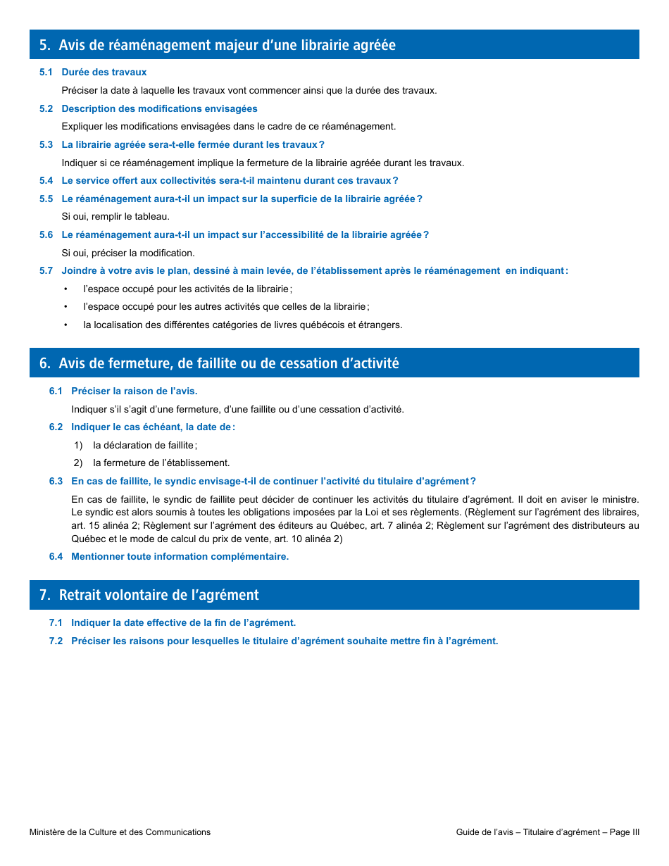 Formulaire De Lavis - Titulaire Dagrement - Quebec, Canada (French), Page 3