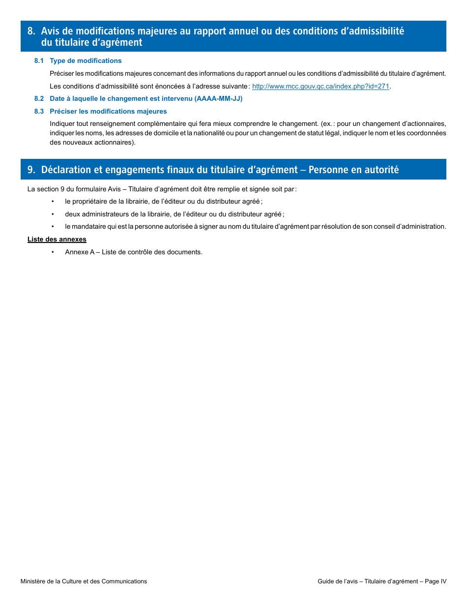 Formulaire De Lavis - Titulaire Dagrement - Quebec, Canada (French), Page 4