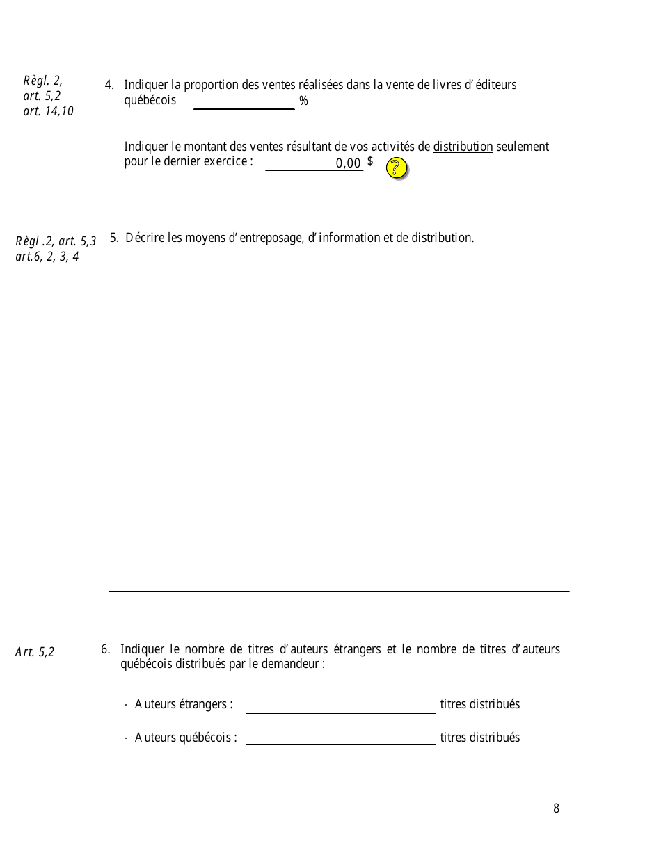 Demande Dagrement Dun Distributeur - Quebec, Canada (French), Page 10