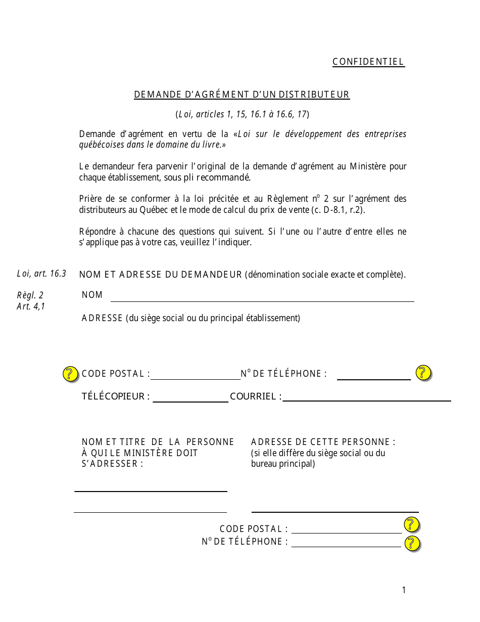 Demande Dagrement Dun Distributeur - Quebec, Canada (French), Page 3
