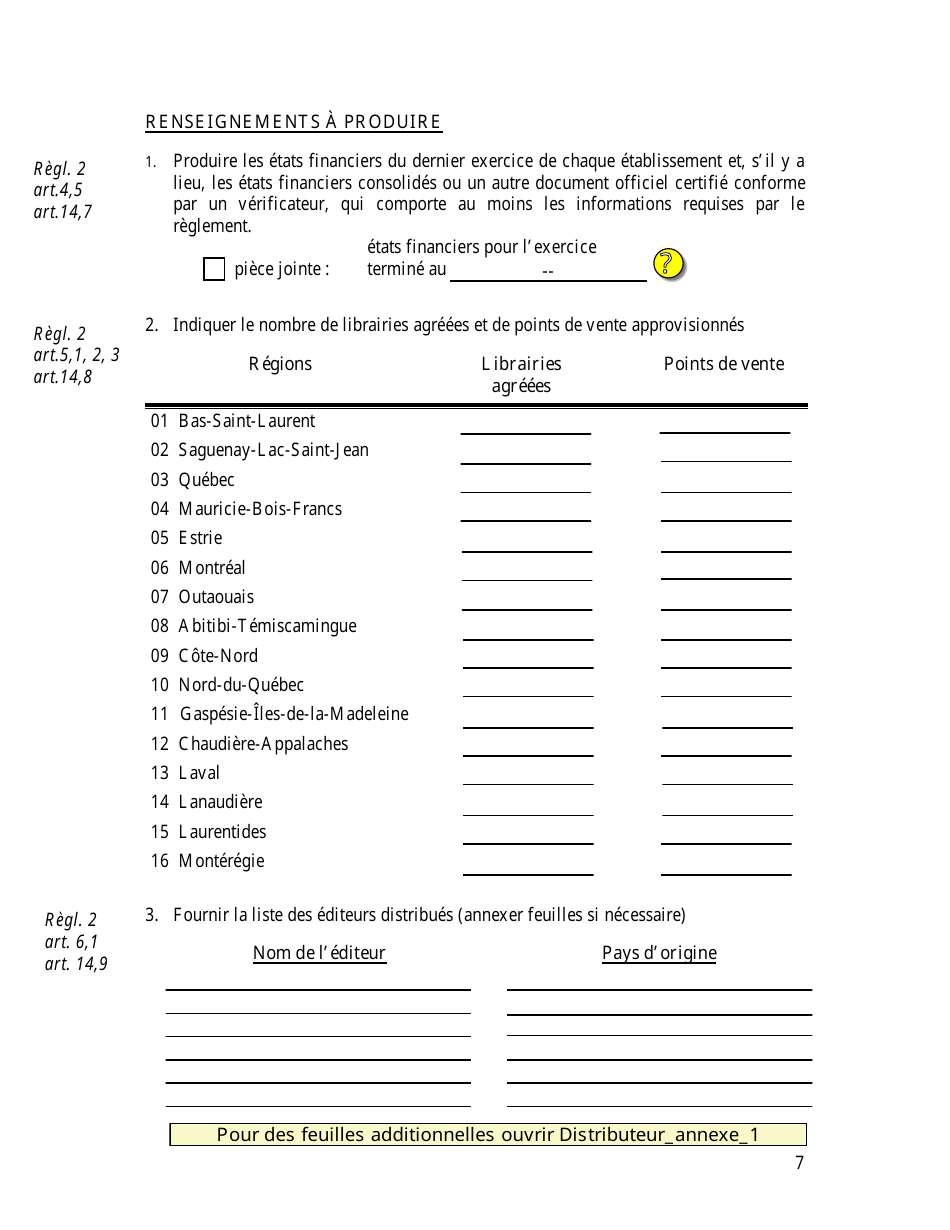 Demande Dagrement Dun Distributeur - Quebec, Canada (French), Page 9