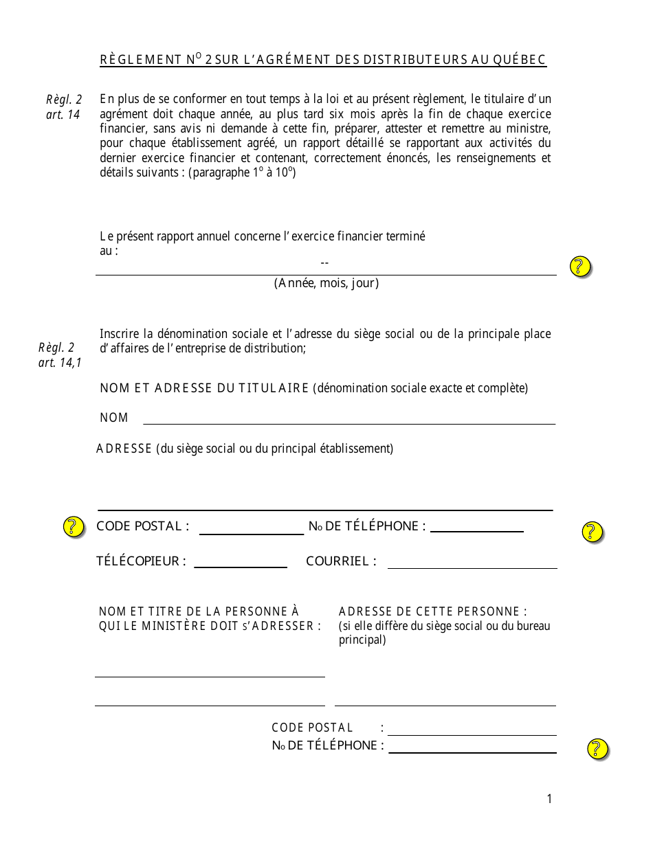 Rapport Annuel Du Titulaire Dun Dagrement De Distributeur - Quebec, Canada (French), Page 3