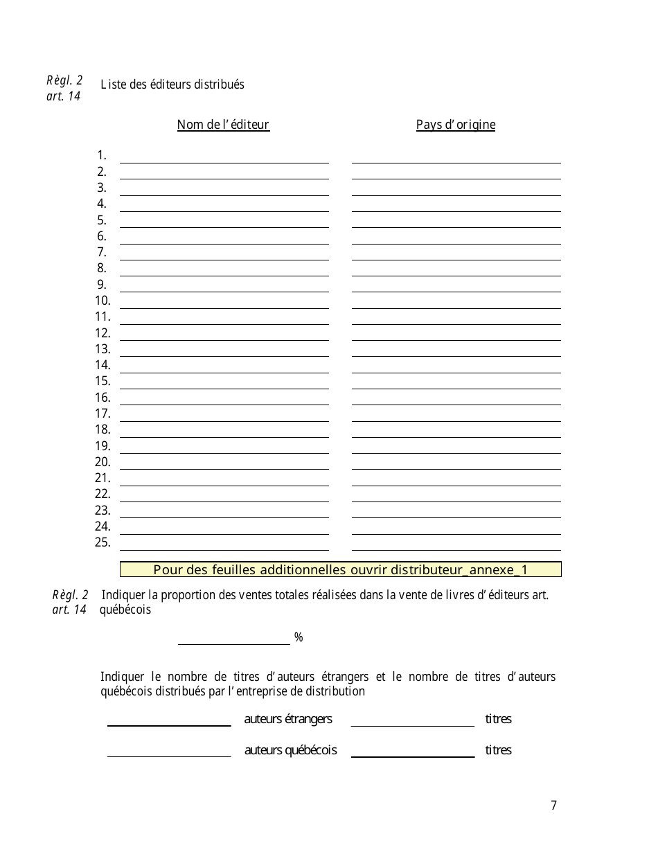 Rapport Annuel Du Titulaire Dun Dagrement De Distributeur - Quebec, Canada (French), Page 9