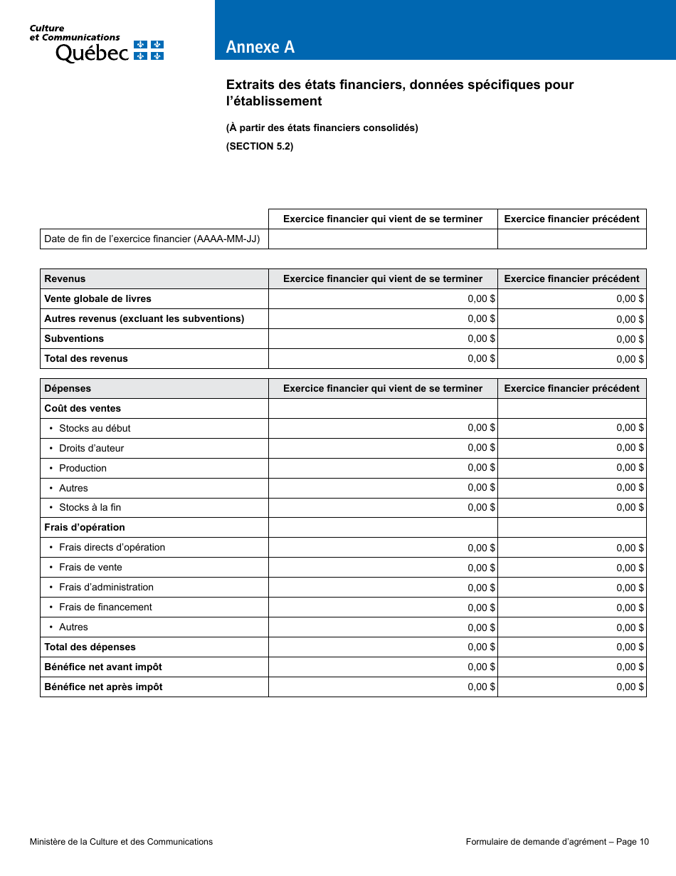 Formulaire De Demande Dagrement  Editeur - Quebec, Canada (French), Page 15