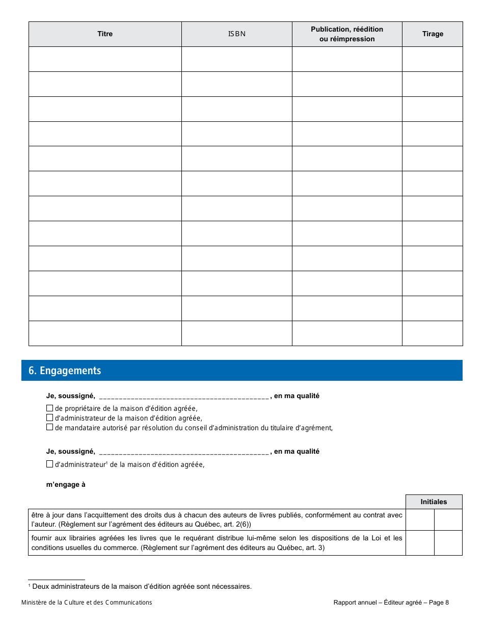 Rapport Annuel - Editeur Agree - Quebec, Canada (French), Page 11
