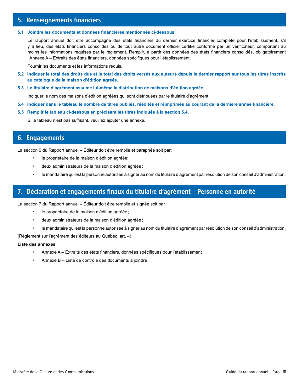 Rapport Annuel - Editeur Agree - Quebec, Canada (French), Page 3