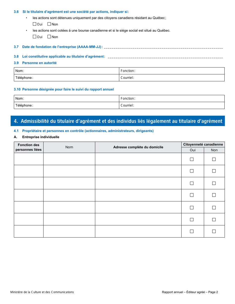 Rapport Annuel - Editeur Agree - Quebec, Canada (French), Page 5