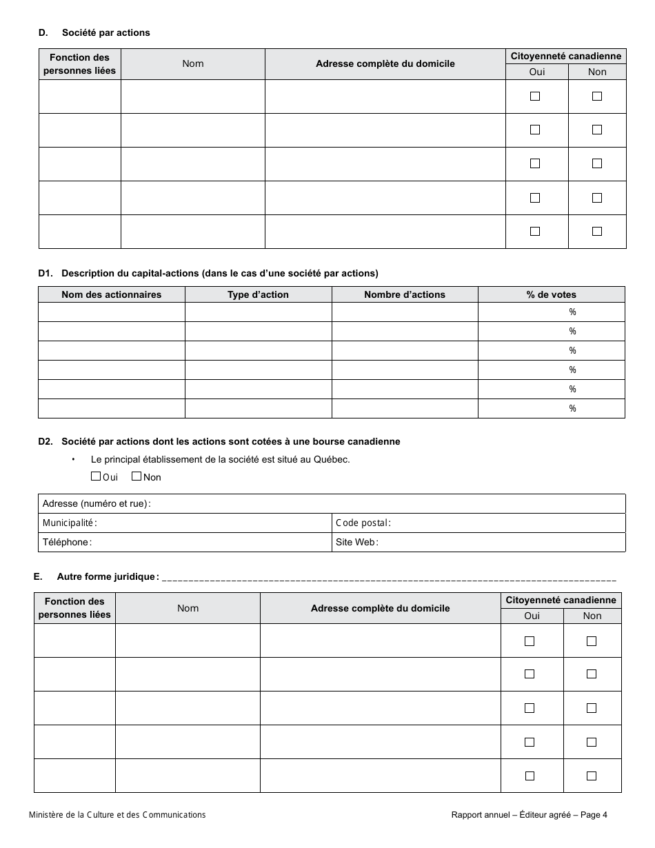 Rapport Annuel - Editeur Agree - Quebec, Canada (French), Page 7