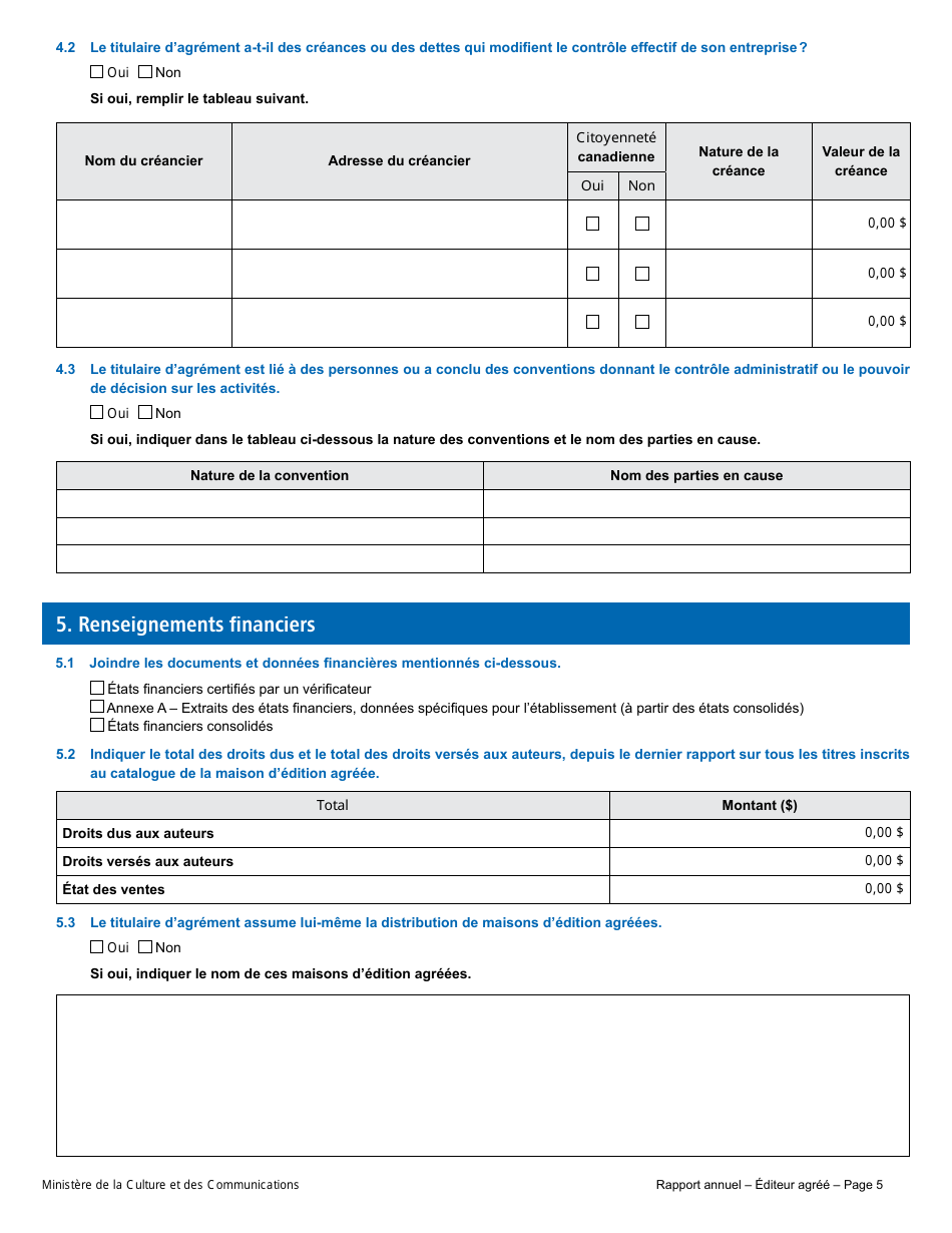 Rapport Annuel - Editeur Agree - Quebec, Canada (French), Page 8